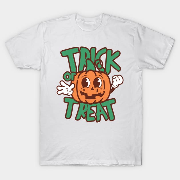 Kids Halloween Costume Pumpkin Trick or Treat T-Shirt by LCQueen